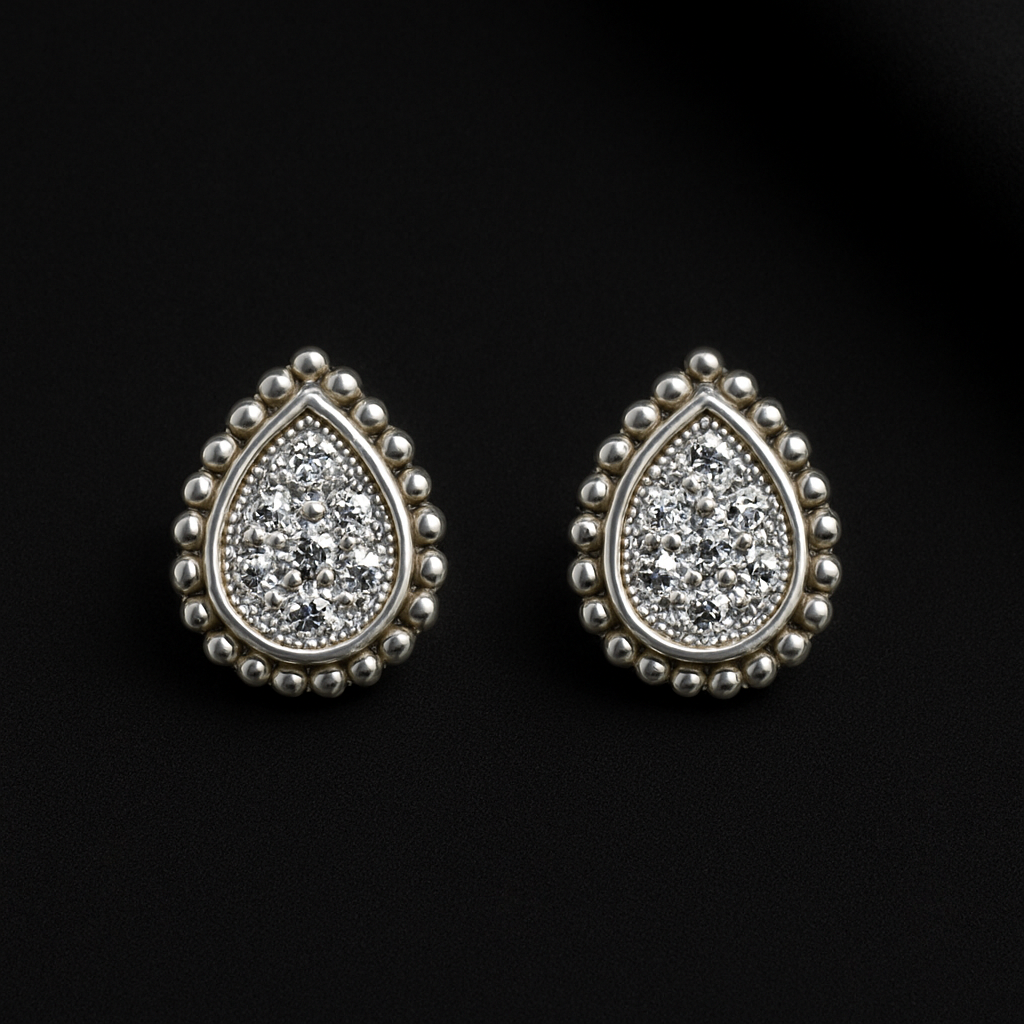 Aretes Gota con Cristales “Plata .925”
