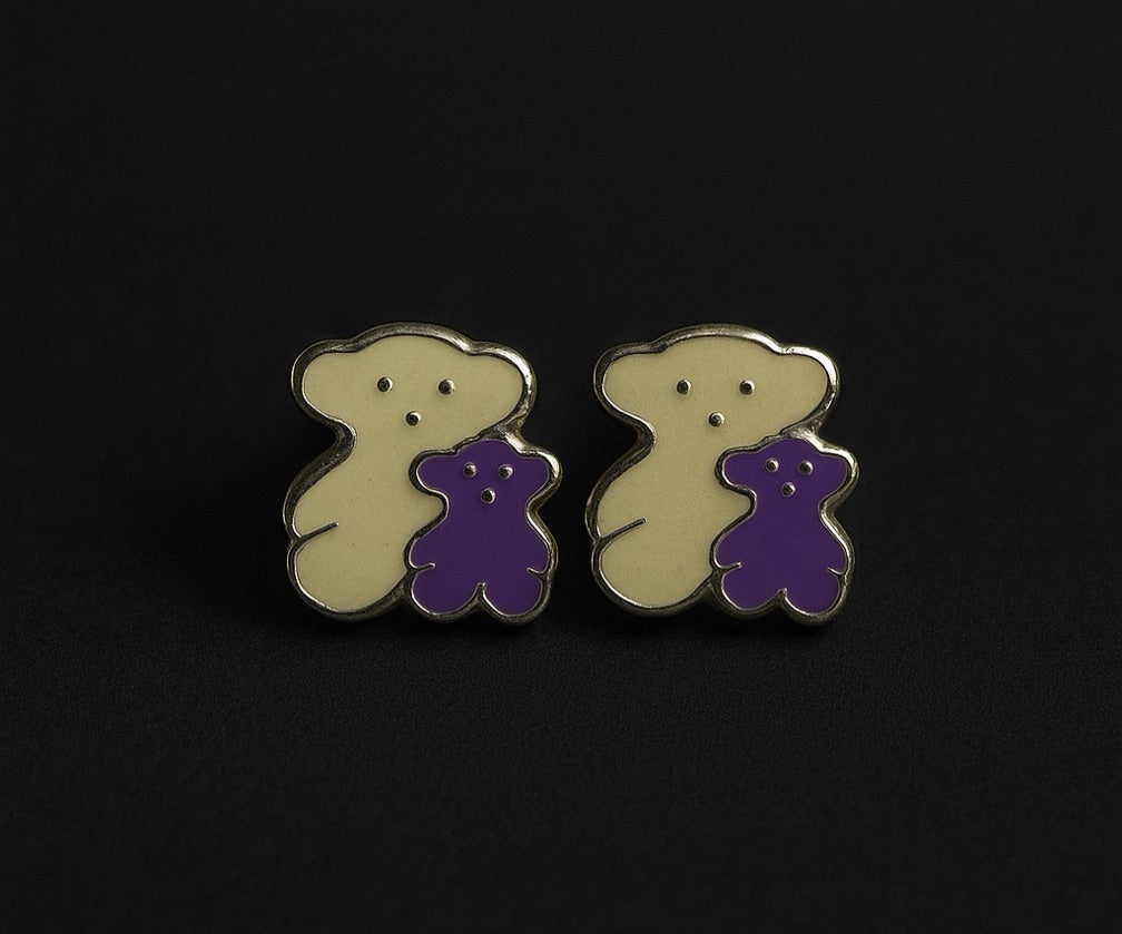 Aretes Sweet Bears purple “plata.925”