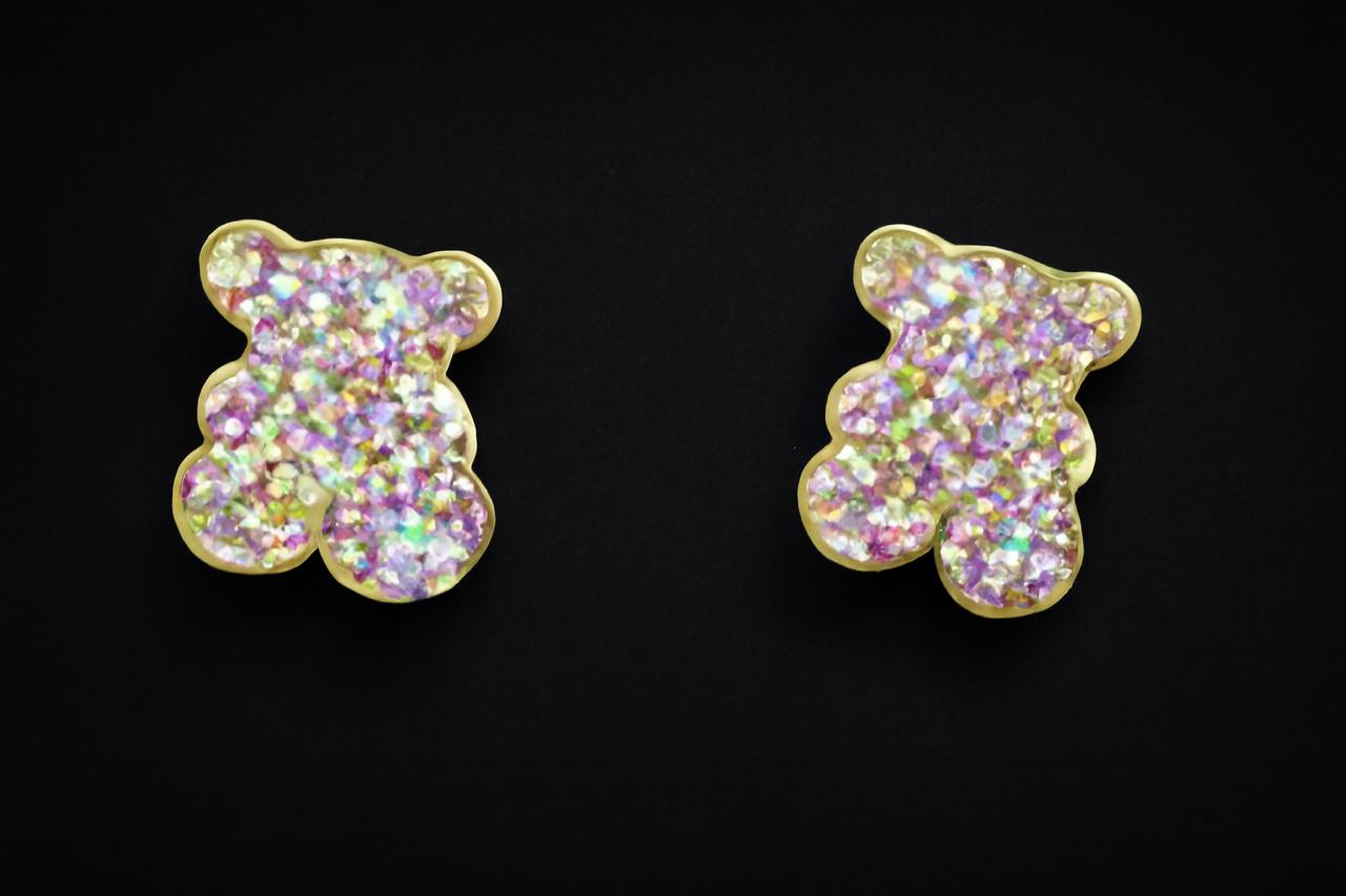Aretes Osos brillantes "Plata .925"