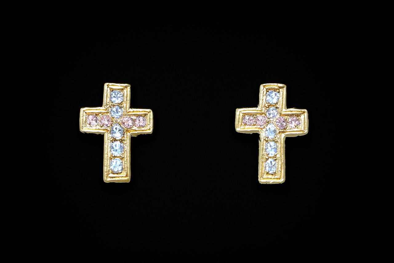 Aretes Cruz Brillantes "Plata .925"