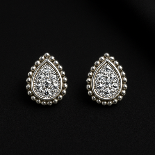 Aretes Gota con Cristales “Plata .925”