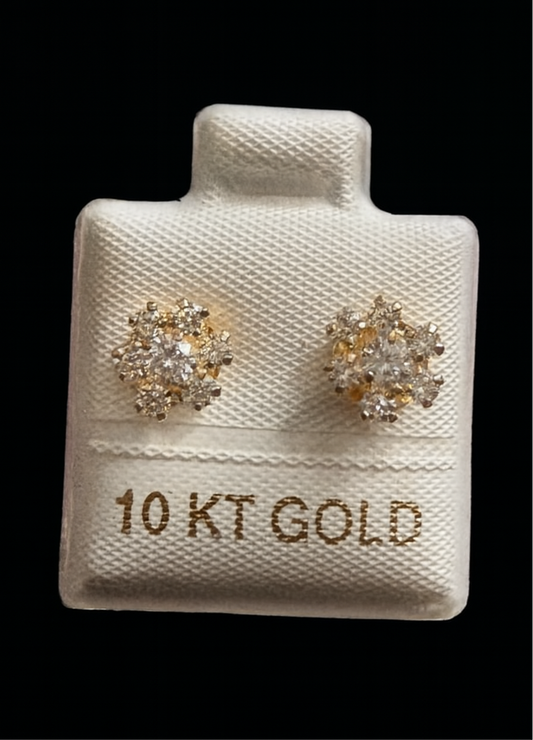 Aretes Flor de diamantes “Oro 10k”