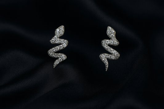 Aretes Serpiente con Cristales  “Plata .925”