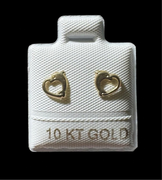 Aretes Delfines de amor “Oro 10k”
