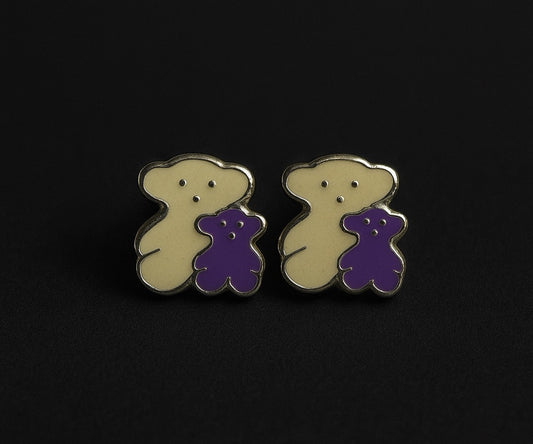 Aretes Sweet Bears purple “plata.925”