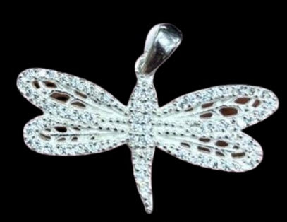 Dije Libélula en “Plata Ley .925”con Brillantes Incrustados