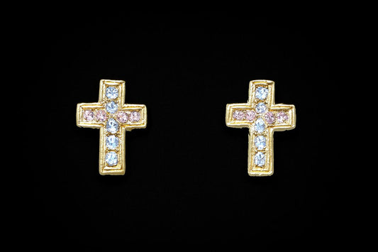 Aretes Cruz  Brillantes "Plata .925"